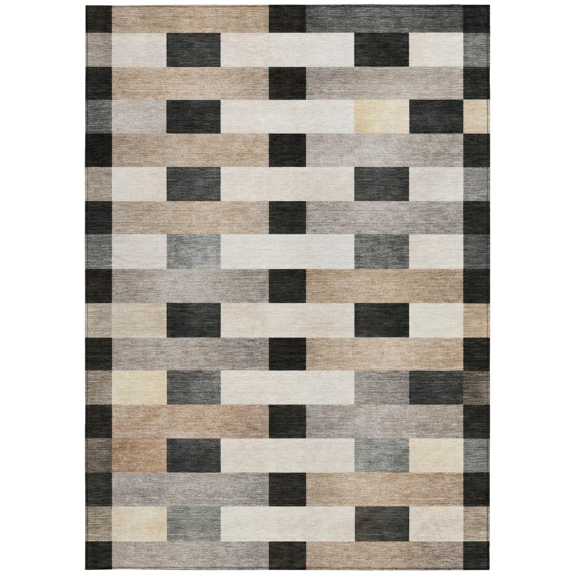 9' X 12' Charcoal And Gray Striped Washable Indoor Outdoor Area Rug Homeroots Outdoor