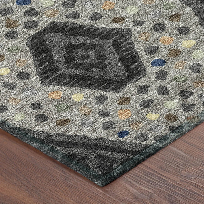 9' X 12' Charcoal And Gray Tribal Washable Indoor Outdoor Area Rug Homeroots Outdoor