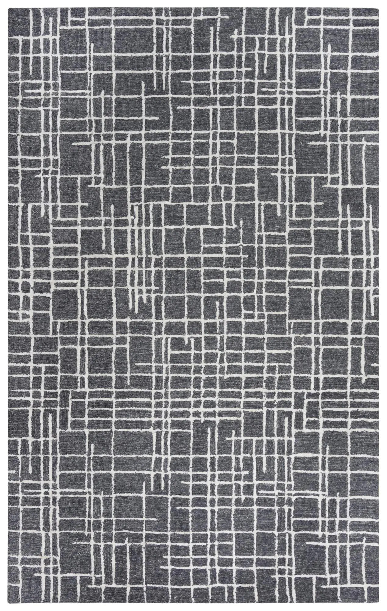 9' X 12' Charcoal And Ivory Wool Geometric Hand Tufted Area Rug Homeroots Home Decor