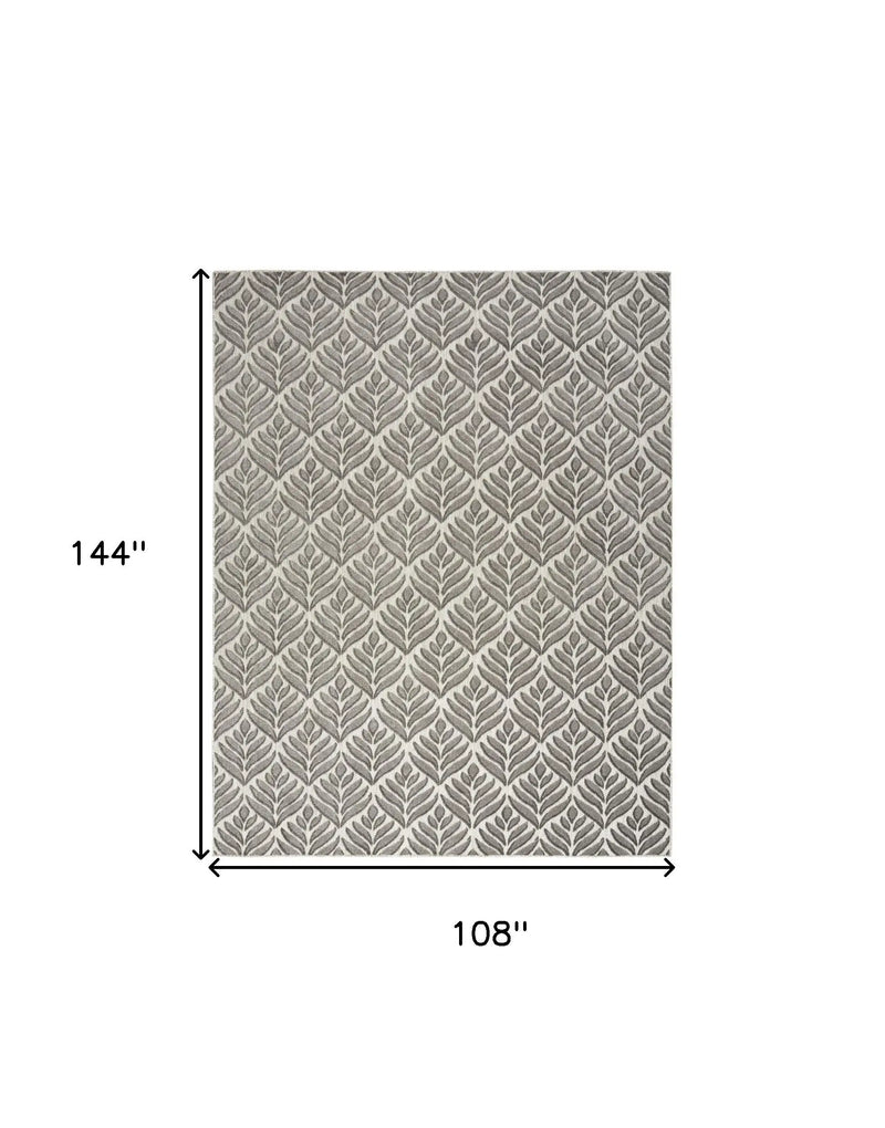 9' X 12' Charcoal Floral Stain Resistant Non Skid Area Rug Homeroots Outdoor
