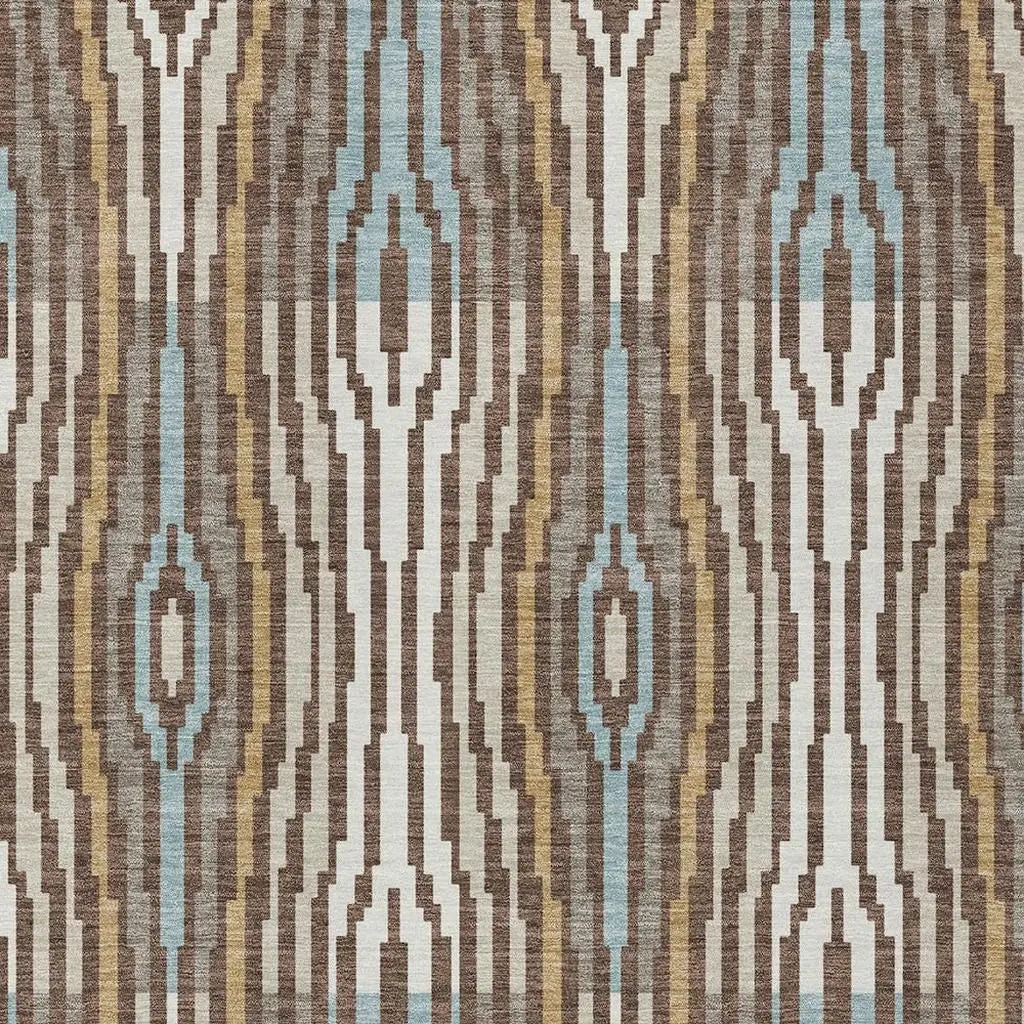 9' X 12' Chocolate And Aqua Abstract Washable Indoor Outdoor Area Rug Homeroots Outdoor