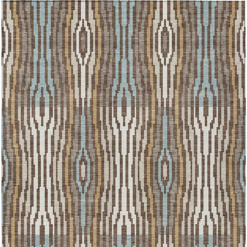 9' X 12' Chocolate And Aqua Abstract Washable Indoor Outdoor Area Rug Homeroots Outdoor