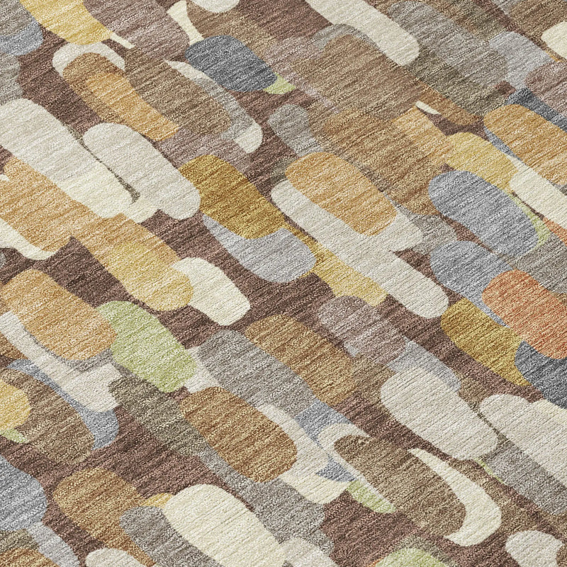 9' X 12' Chocolate And Beige Abstract Washable Indoor Outdoor Area Rug Homeroots Outdoor