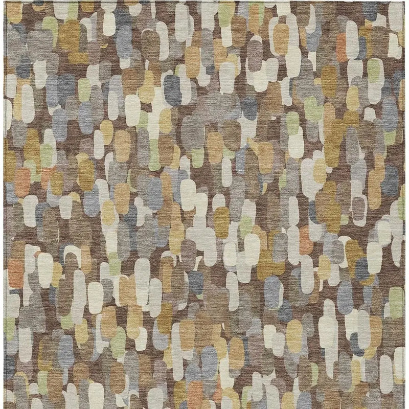 9' X 12' Chocolate And Beige Abstract Washable Indoor Outdoor Area Rug Homeroots Outdoor