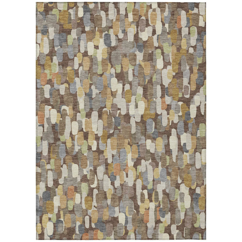 9' X 12' Chocolate And Beige Abstract Washable Indoor Outdoor Area Rug Homeroots Outdoor