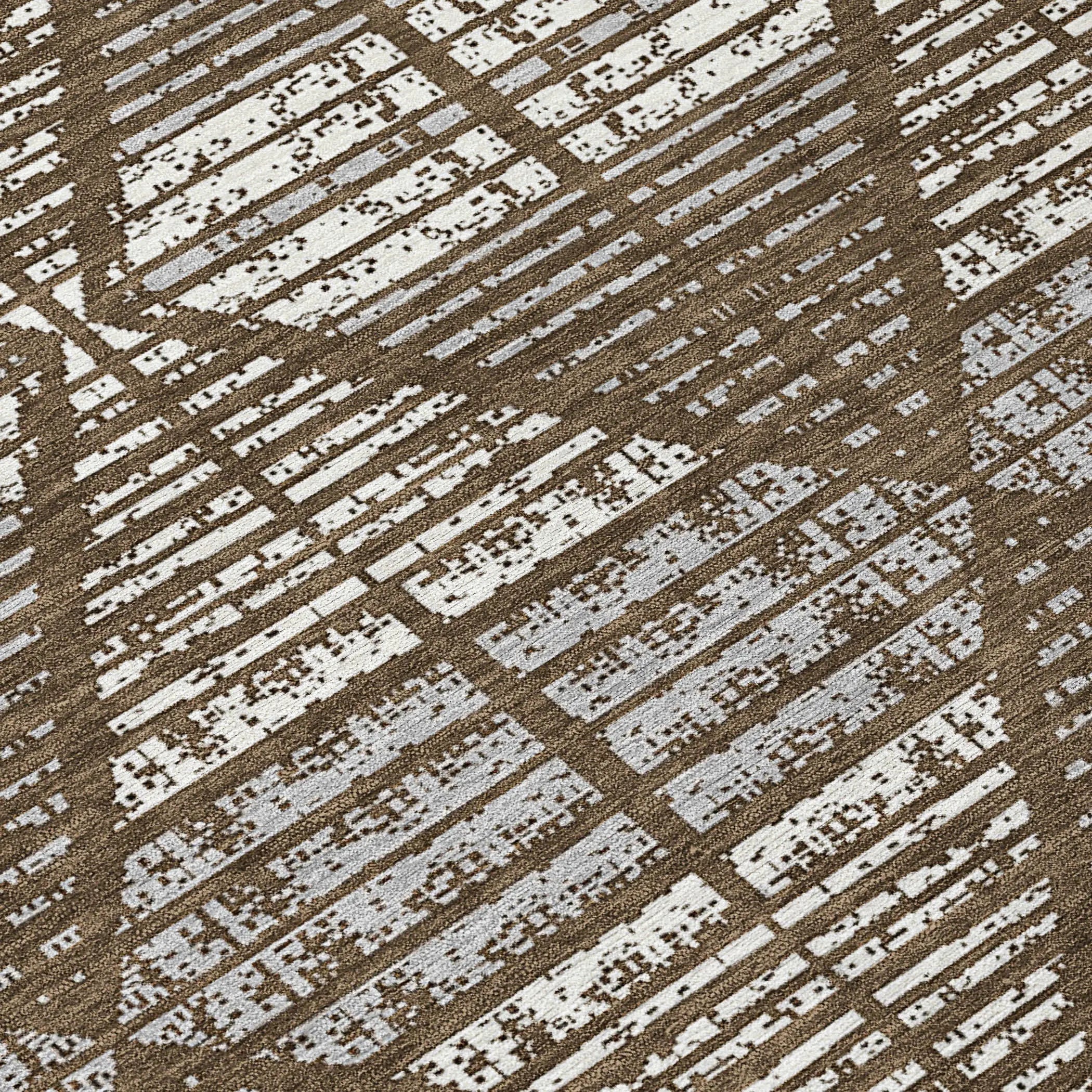 9' X 12' Chocolate And Beige Geometric Washable Indoor Outdoor Area Rug Homeroots Outdoor