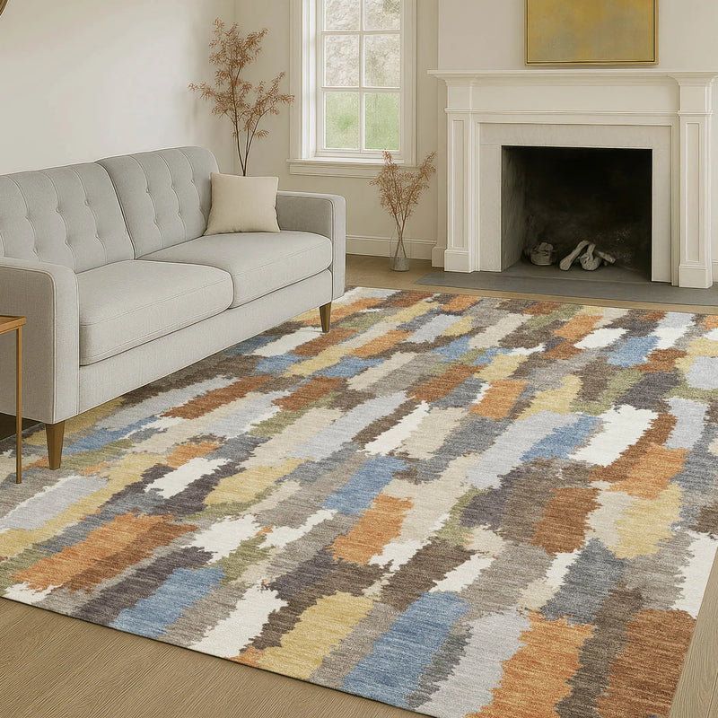 9' X 12' Chocolate And Beige Striped Washable Indoor Outdoor Area Rug Homeroots Outdoor