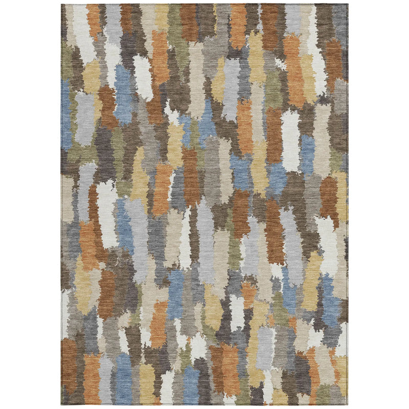 9' X 12' Chocolate And Beige Striped Washable Indoor Outdoor Area Rug Homeroots Outdoor
