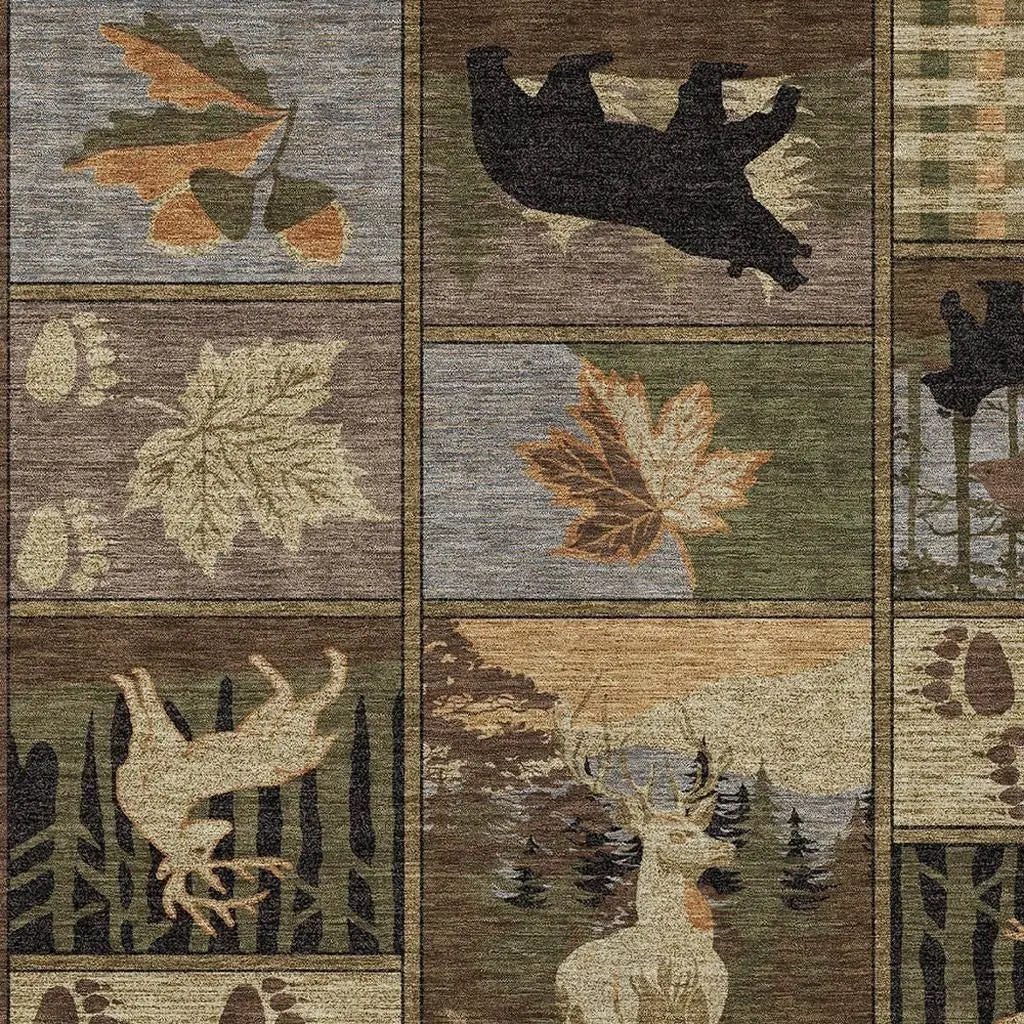 9' X 12' Chocolate And Black Bear Washable Indoor Outdoor Area Rug Homeroots Outdoor