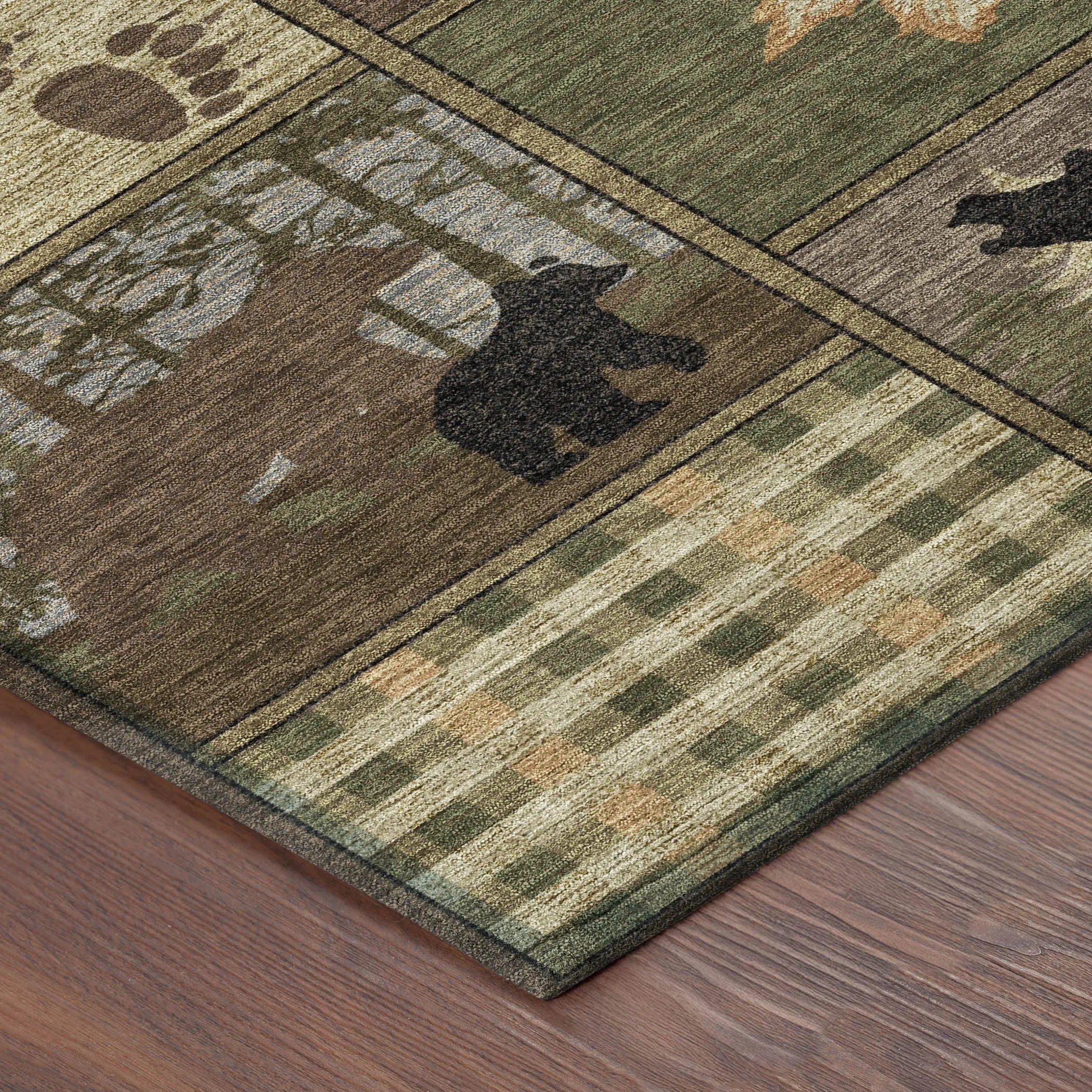 9' X 12' Chocolate And Black Bear Washable Indoor Outdoor Area Rug Homeroots Outdoor