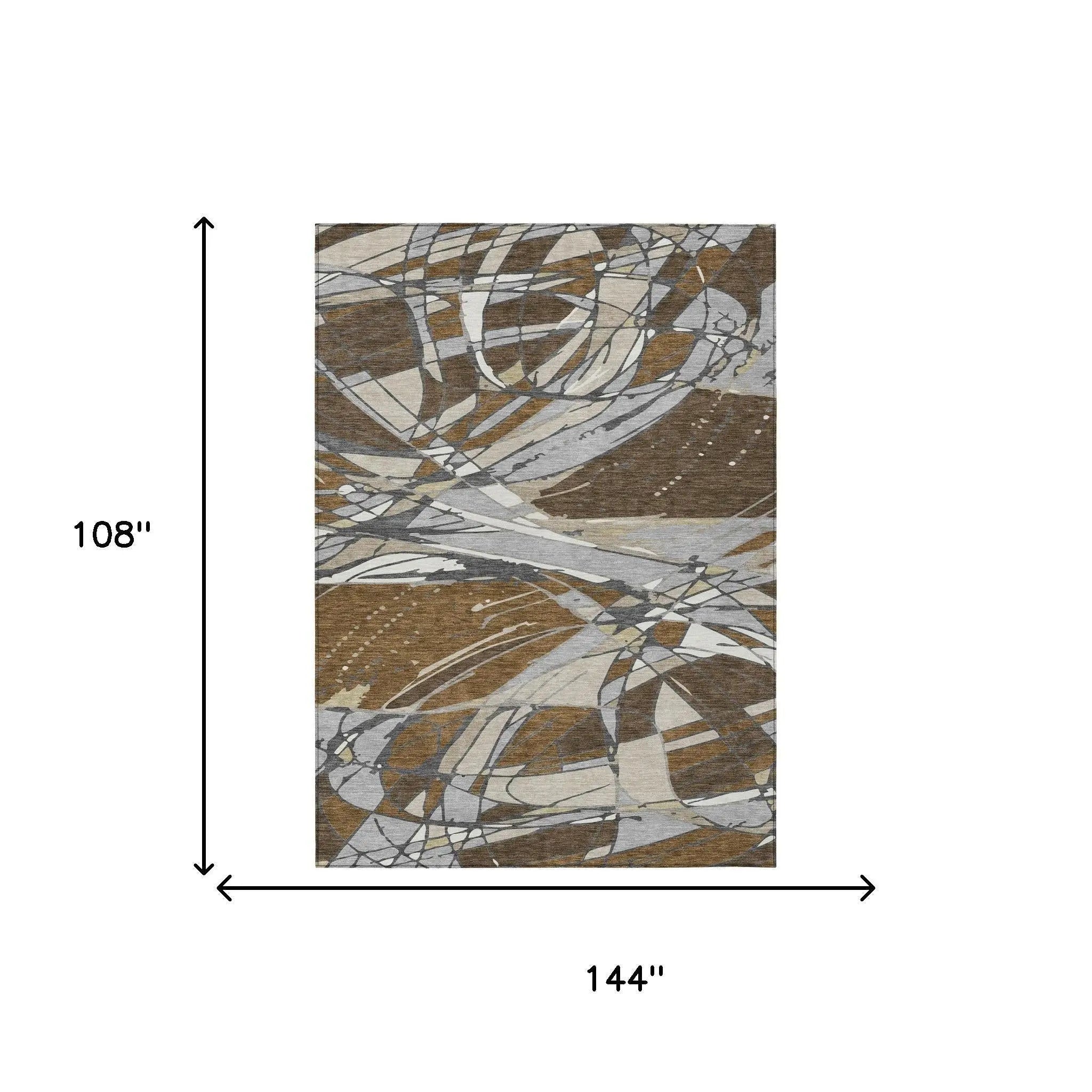 9' X 12' Chocolate And Brown Abstract Washable Indoor Outdoor Area Rug Homeroots Outdoor