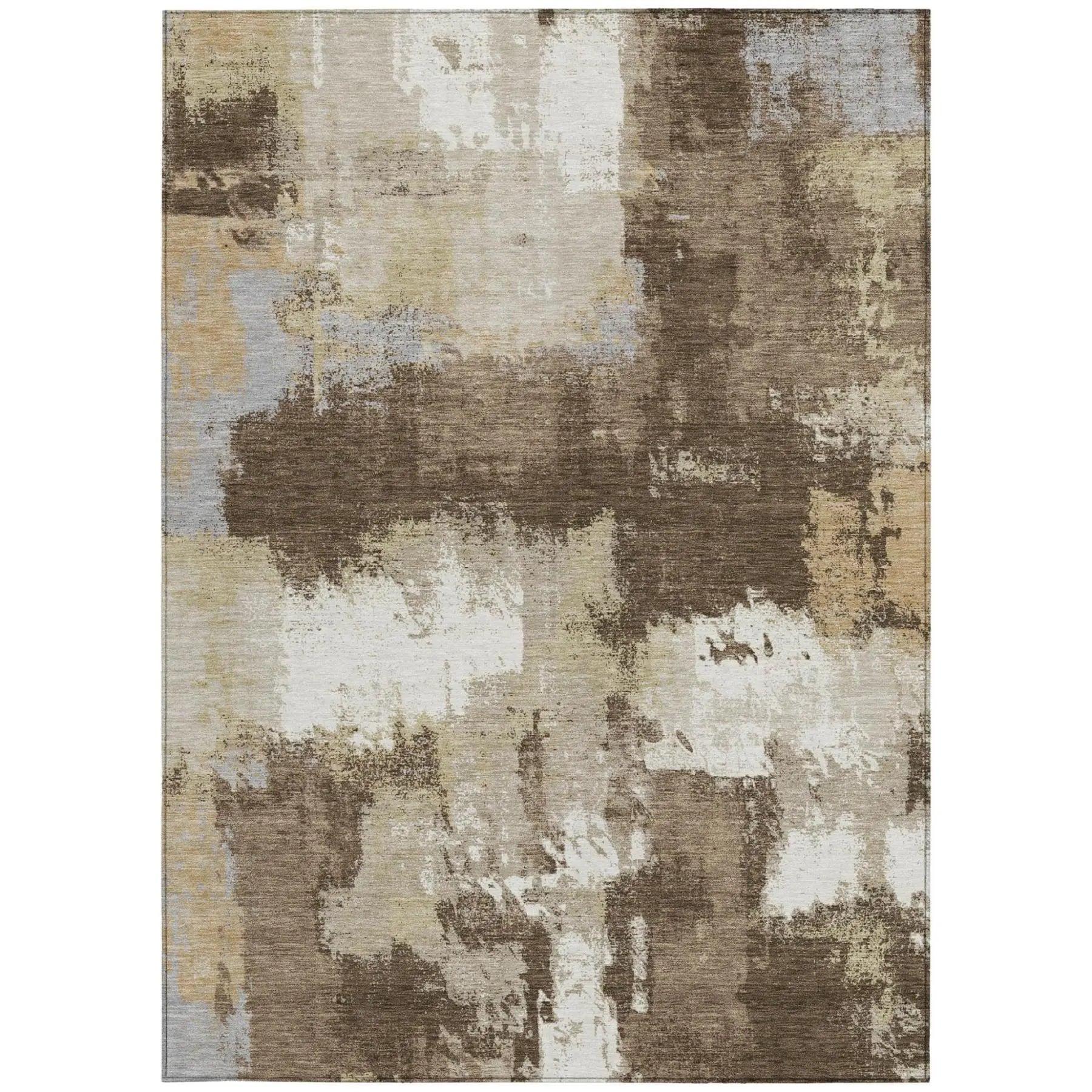 9' X 12' Chocolate And Brown Abstract Washable Indoor Outdoor Area Rug Homeroots Outdoor