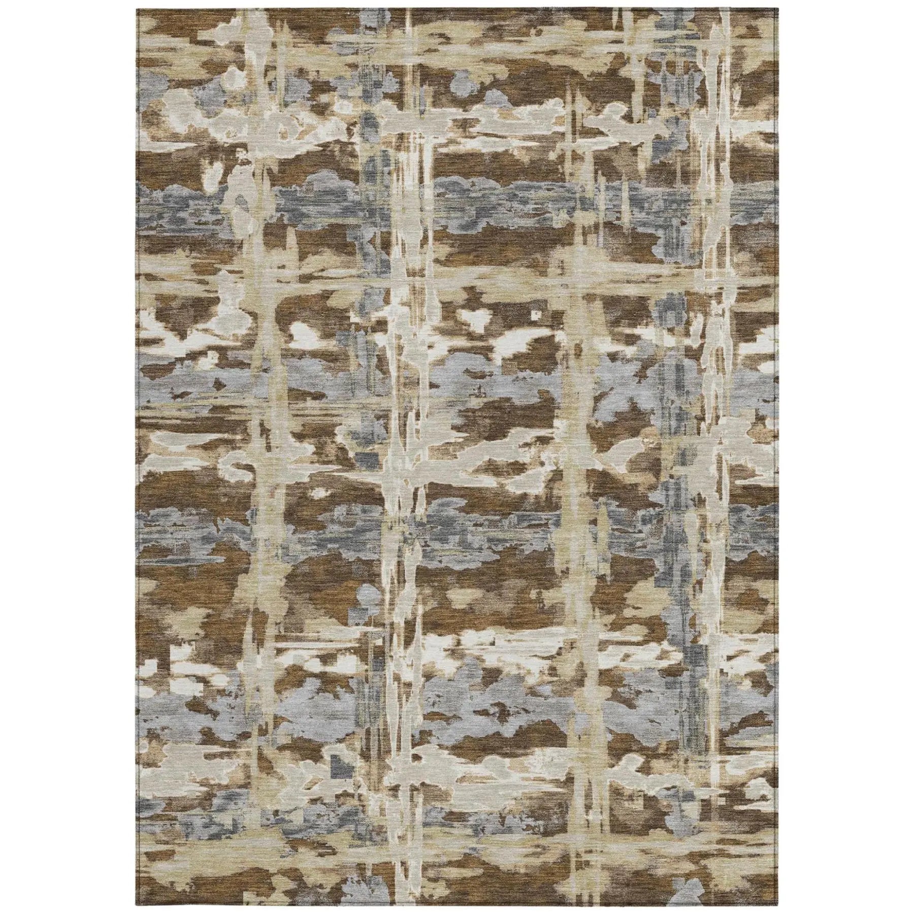 9' X 12' Chocolate And Brown Abstract Washable Indoor Outdoor Area Rug Homeroots Outdoor