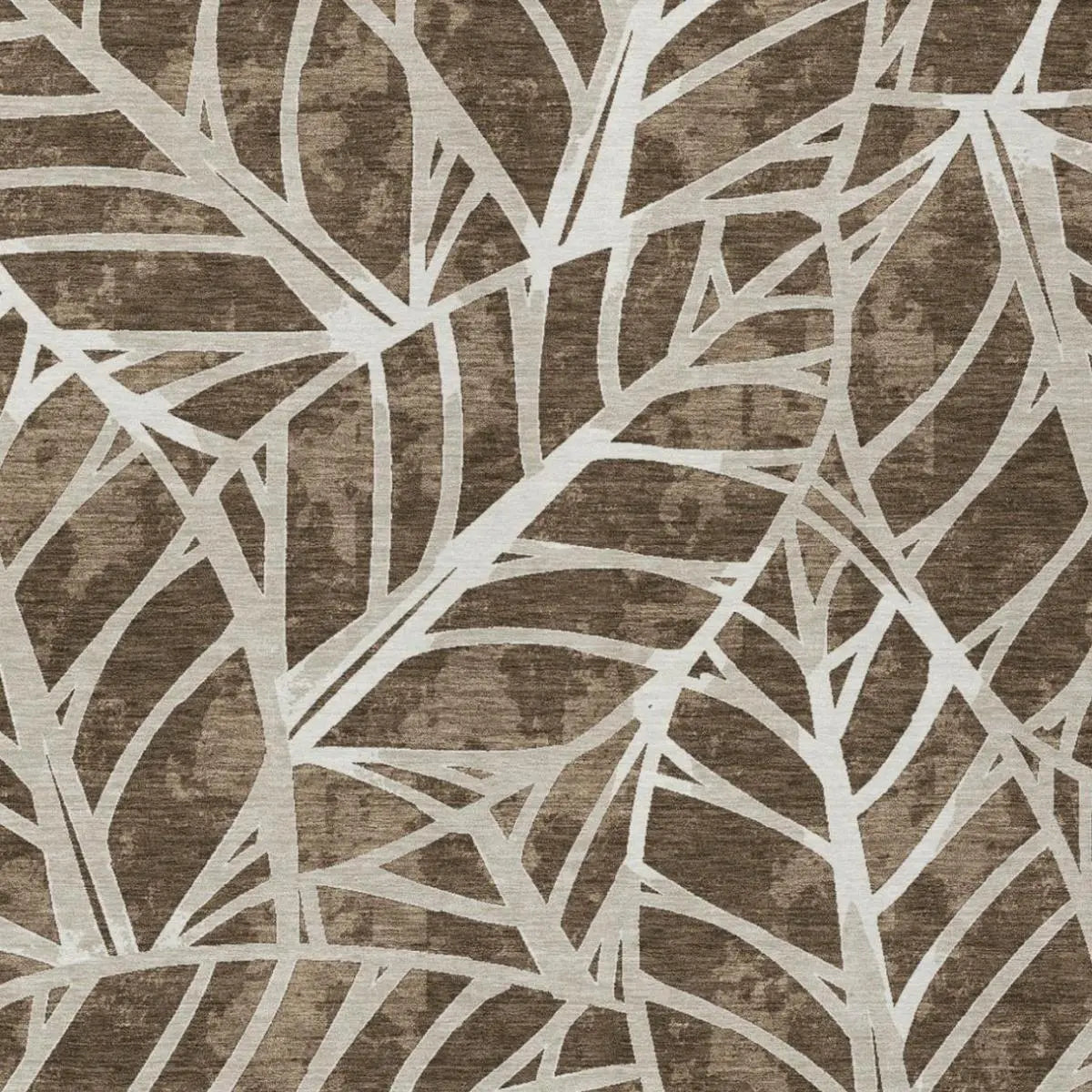 9' X 12' Chocolate And Brown Botanical Leaves Washable Indoor Outdoor Area Rug Homeroots Outdoor