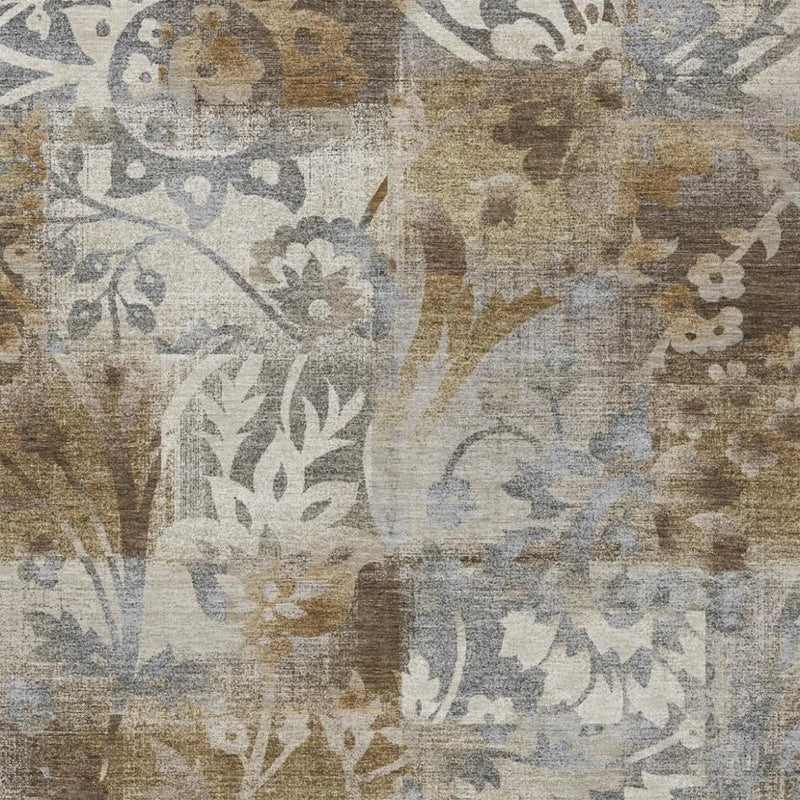 9' X 12' Chocolate And Brown Botanical Leaves Washable Indoor Outdoor Area Rug Homeroots Outdoor