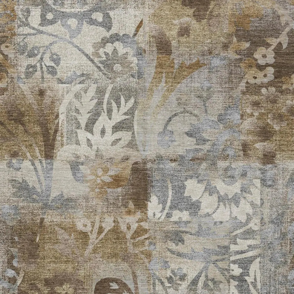 9' X 12' Chocolate And Brown Botanical Leaves Washable Indoor Outdoor Area Rug Homeroots Outdoor