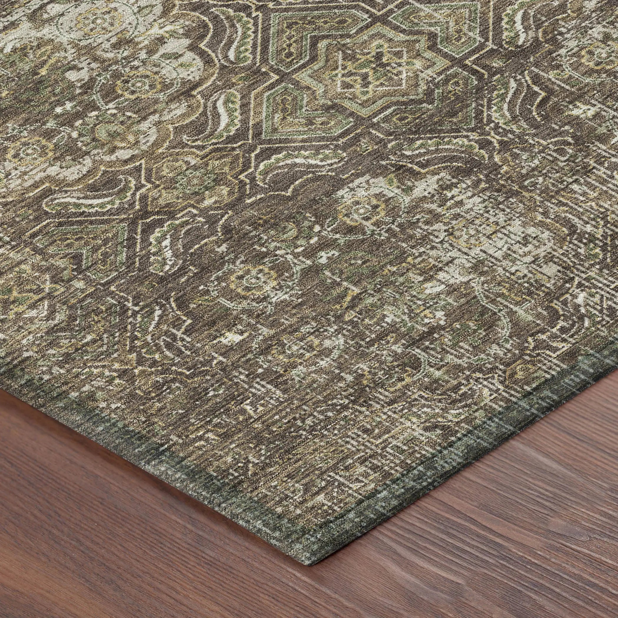 9' X 12' Chocolate And Brown Floral Washable Indoor Outdoor Area Rug Homeroots Outdoor