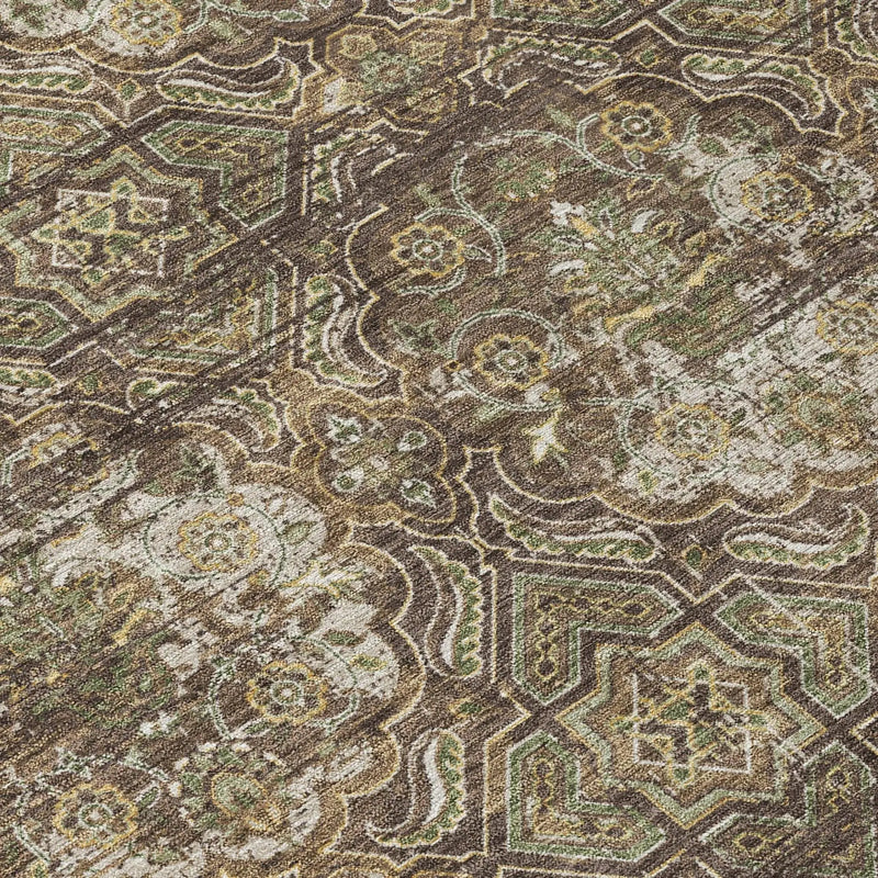 9' X 12' Chocolate And Brown Floral Washable Indoor Outdoor Area Rug Homeroots Outdoor
