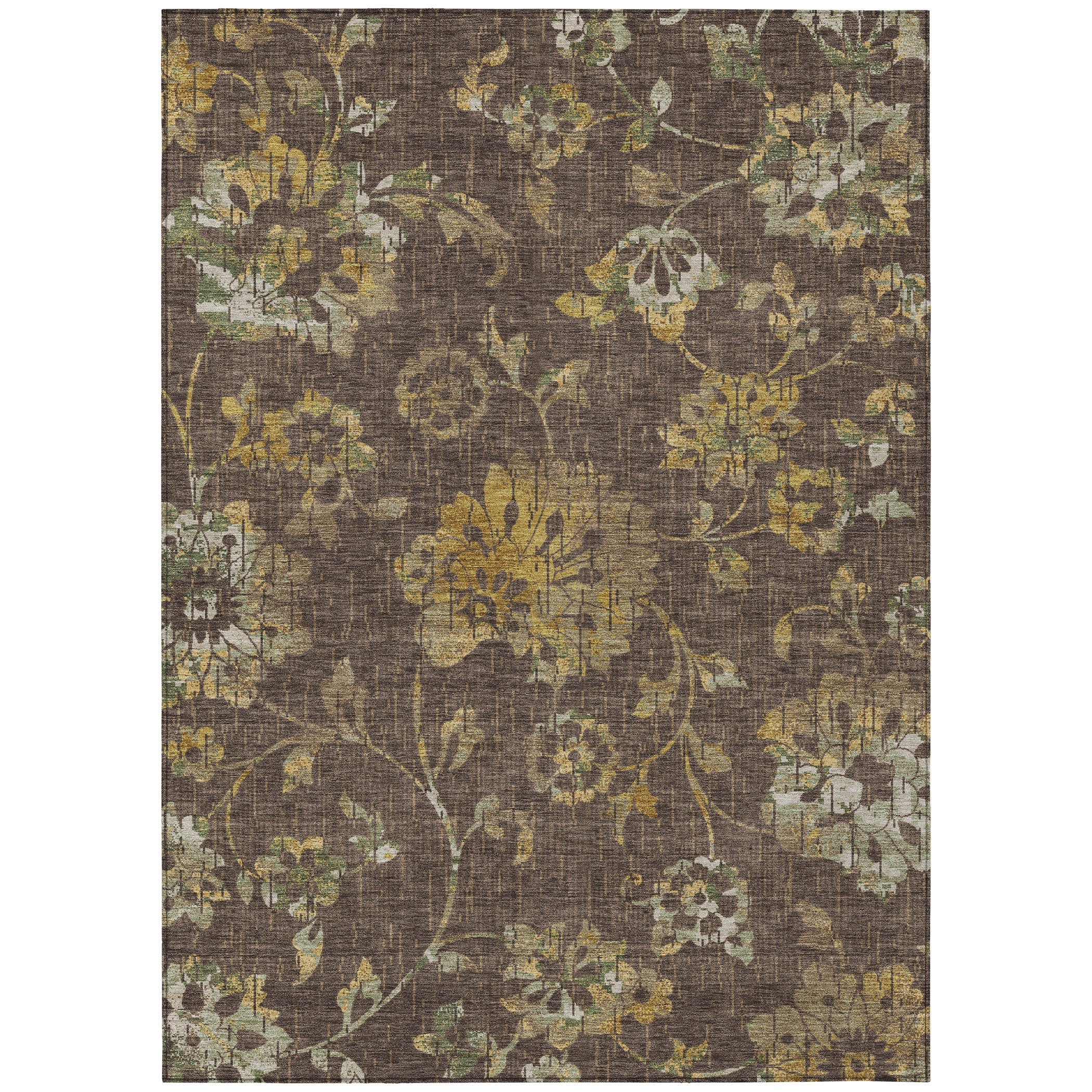 9' X 12' Chocolate And Brown Floral Washable Indoor Outdoor Area Rug Homeroots Outdoor