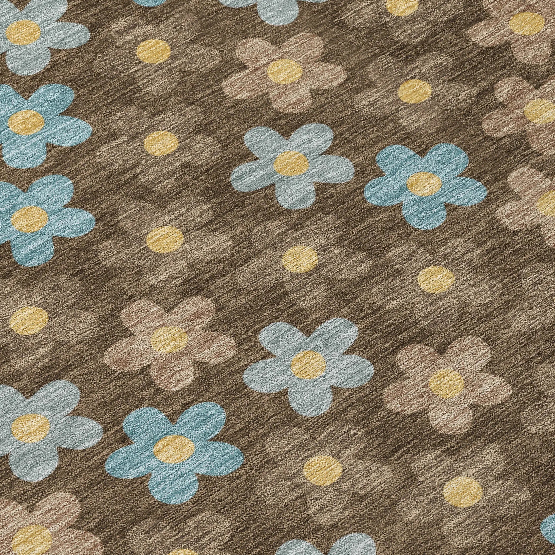 9' X 12' Chocolate And Brown Floral Washable Indoor Outdoor Area Rug Homeroots Outdoor