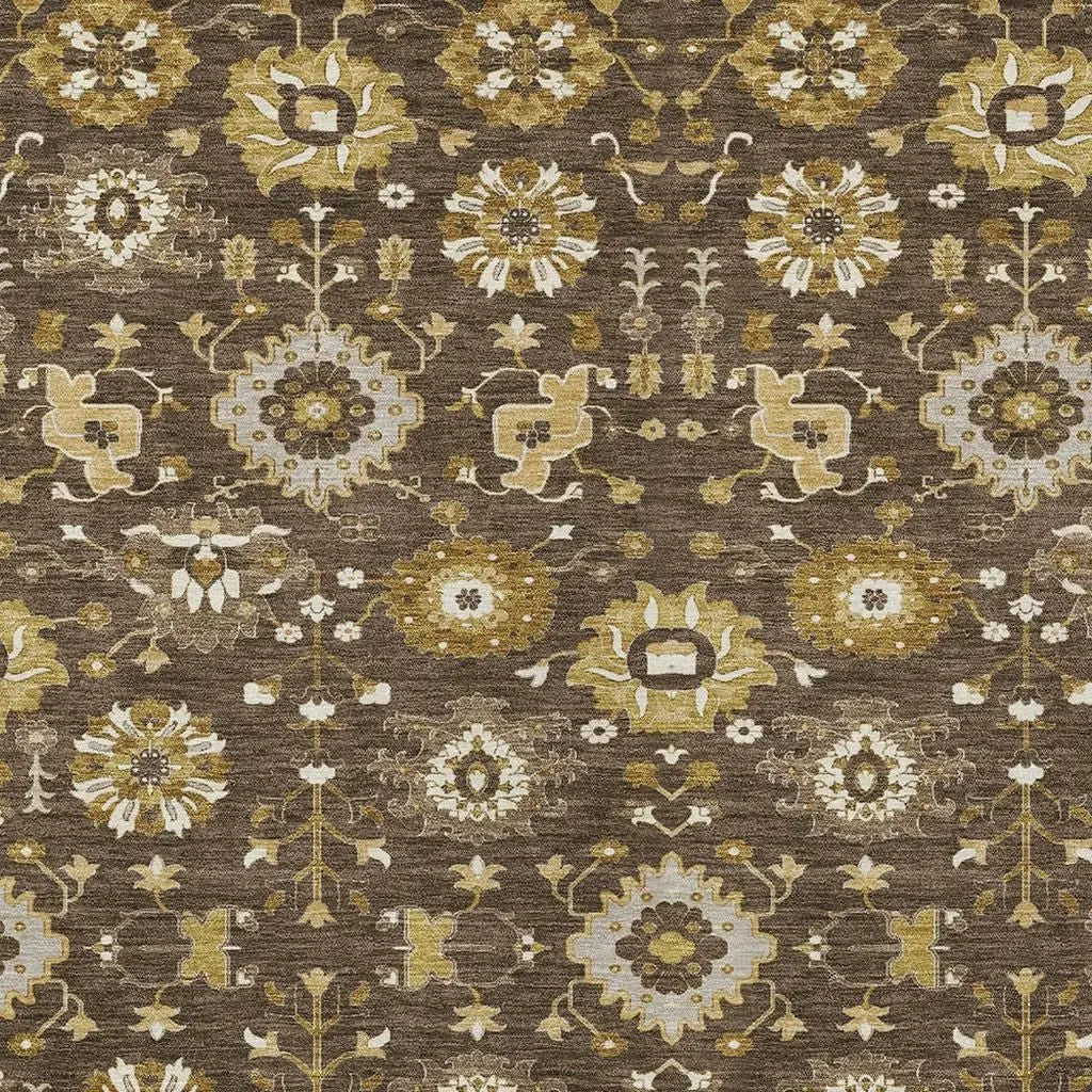 9' X 12' Chocolate And Brown Geometric Washable Indoor Outdoor Area Rug Homeroots Outdoor