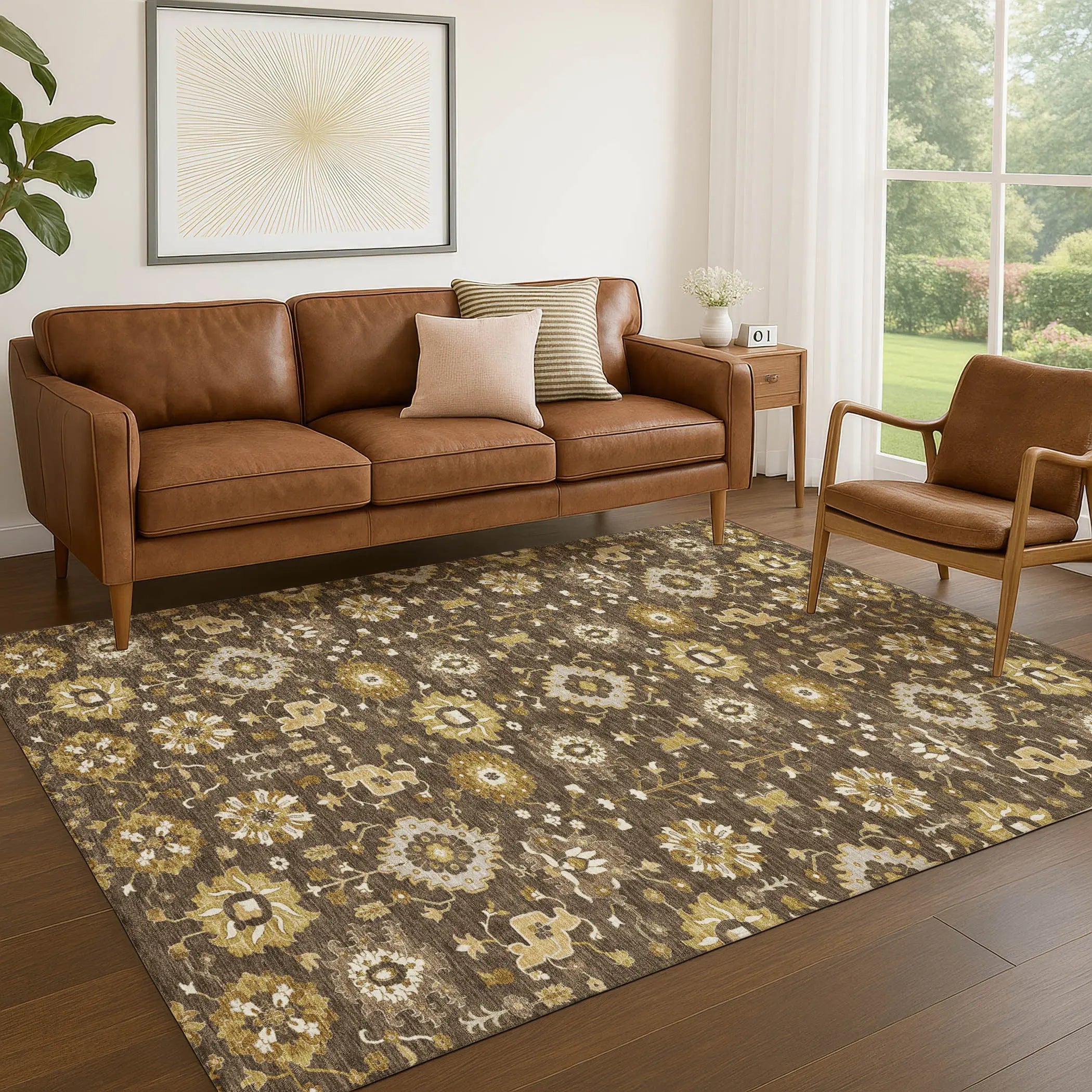 9' X 12' Chocolate And Brown Geometric Washable Indoor Outdoor Area Rug Homeroots Outdoor