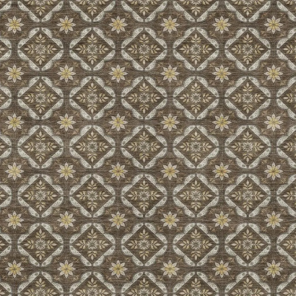 9' X 12' Chocolate And Brown Geometric Washable Indoor Outdoor Area Rug Homeroots Outdoor