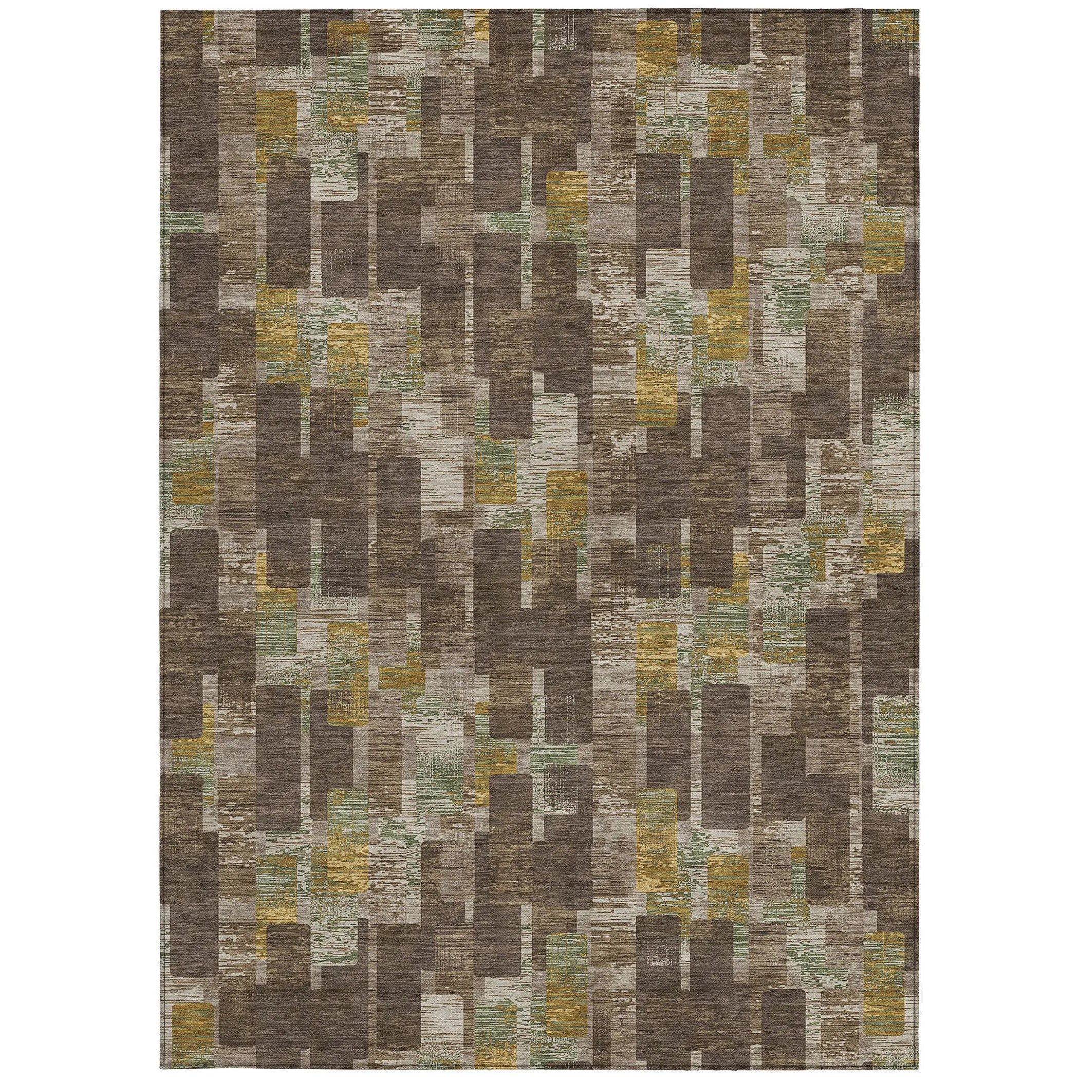 9' X 12' Chocolate And Brown Geometric Washable Indoor Outdoor Area Rug Homeroots Outdoor