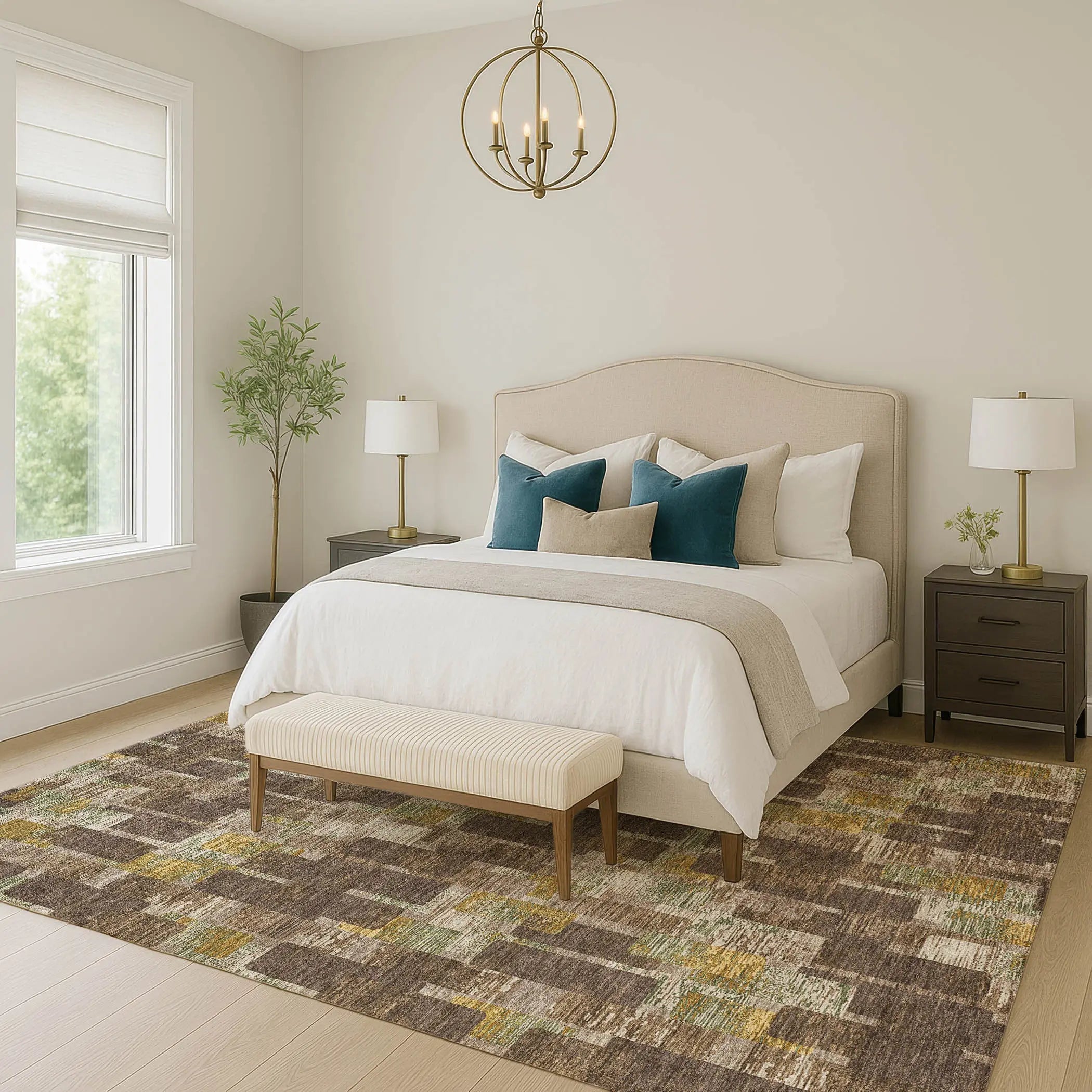 9' X 12' Chocolate And Brown Geometric Washable Indoor Outdoor Area Rug Homeroots Outdoor