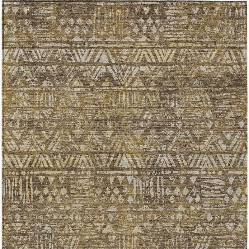 9' X 12' Chocolate And Brown Geometric Washable Indoor Outdoor Area Rug Homeroots Outdoor