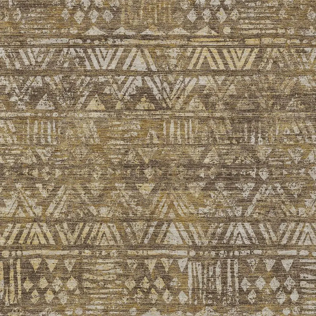 9' X 12' Chocolate And Brown Geometric Washable Indoor Outdoor Area Rug Homeroots Outdoor