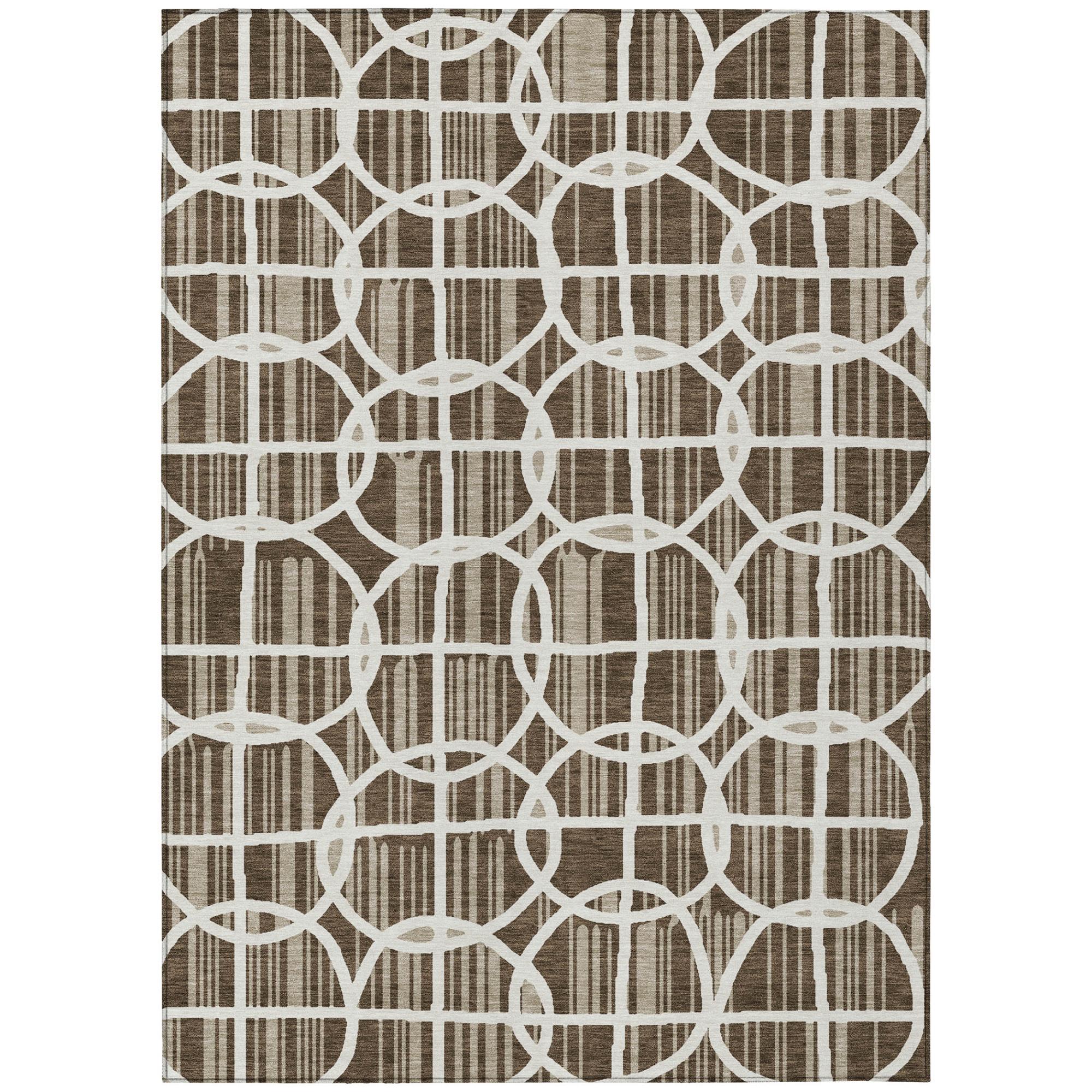 9' X 12' Chocolate And Brown Geometric Washable Indoor Outdoor Area Rug Homeroots Outdoor