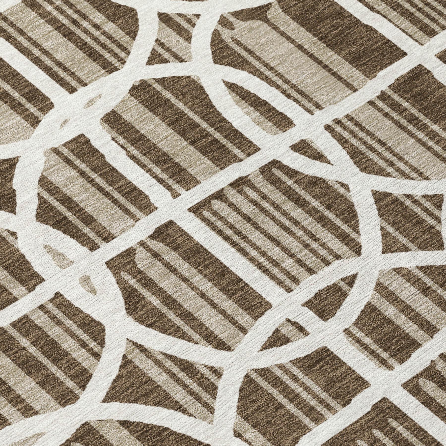9' X 12' Chocolate And Brown Geometric Washable Indoor Outdoor Area Rug Homeroots Outdoor