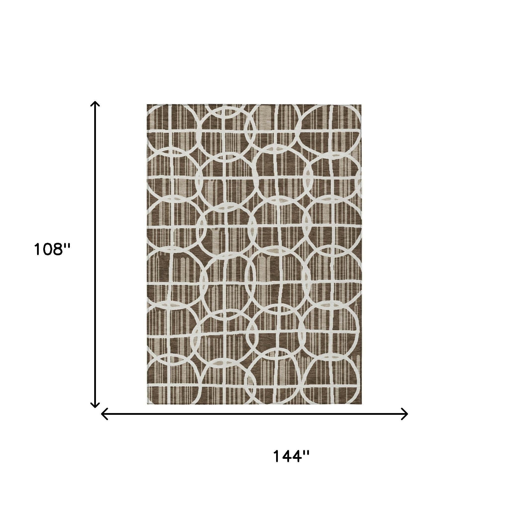 9' X 12' Chocolate And Brown Geometric Washable Indoor Outdoor Area Rug Homeroots Outdoor