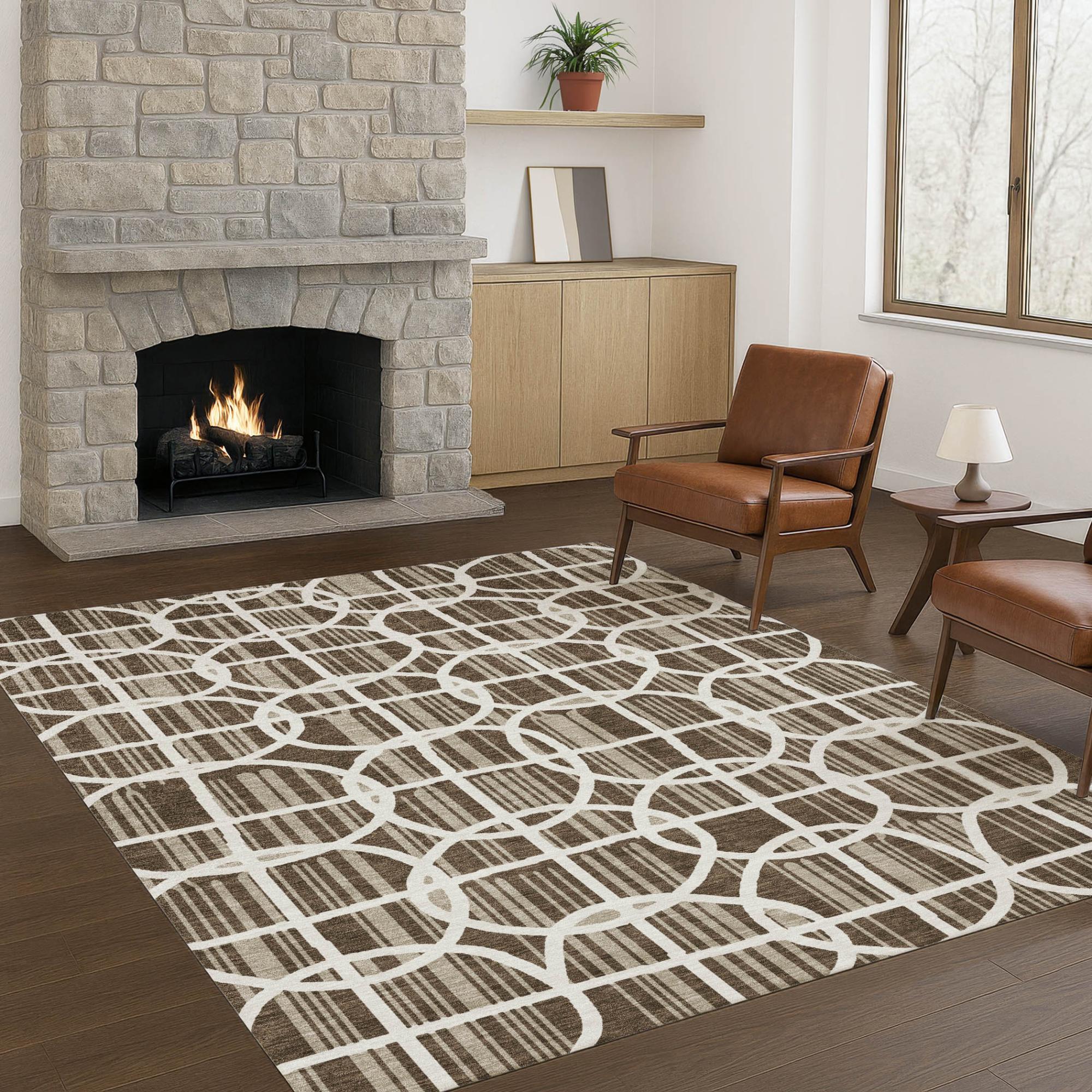 9' X 12' Chocolate And Brown Geometric Washable Indoor Outdoor Area Rug Homeroots Outdoor