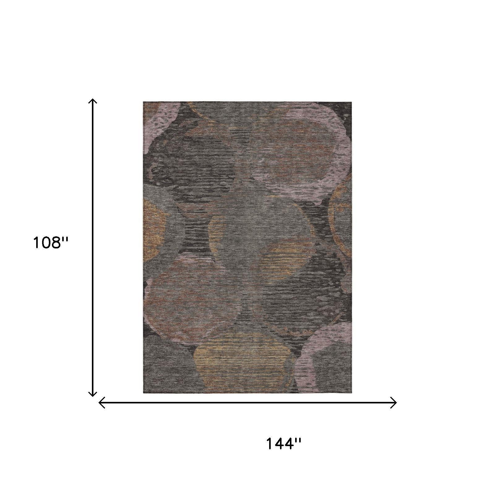 9' X 12' Chocolate And Brown Geometric Washable Indoor Outdoor Area Rug Homeroots Outdoor