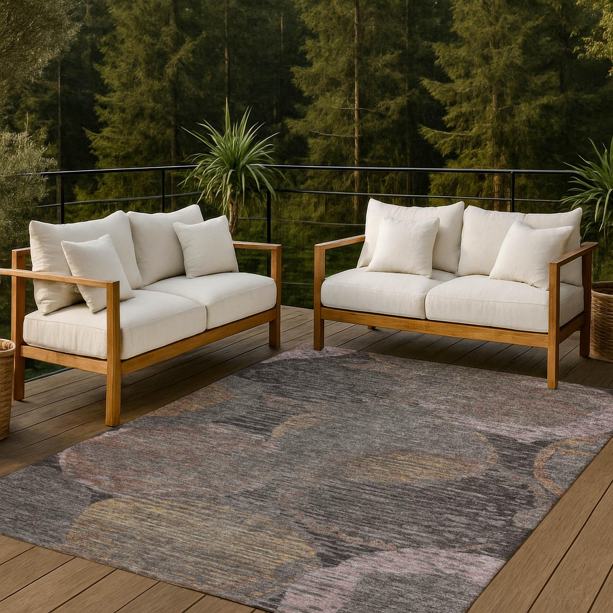 9' X 12' Chocolate And Brown Geometric Washable Indoor Outdoor Area Rug Homeroots Outdoor