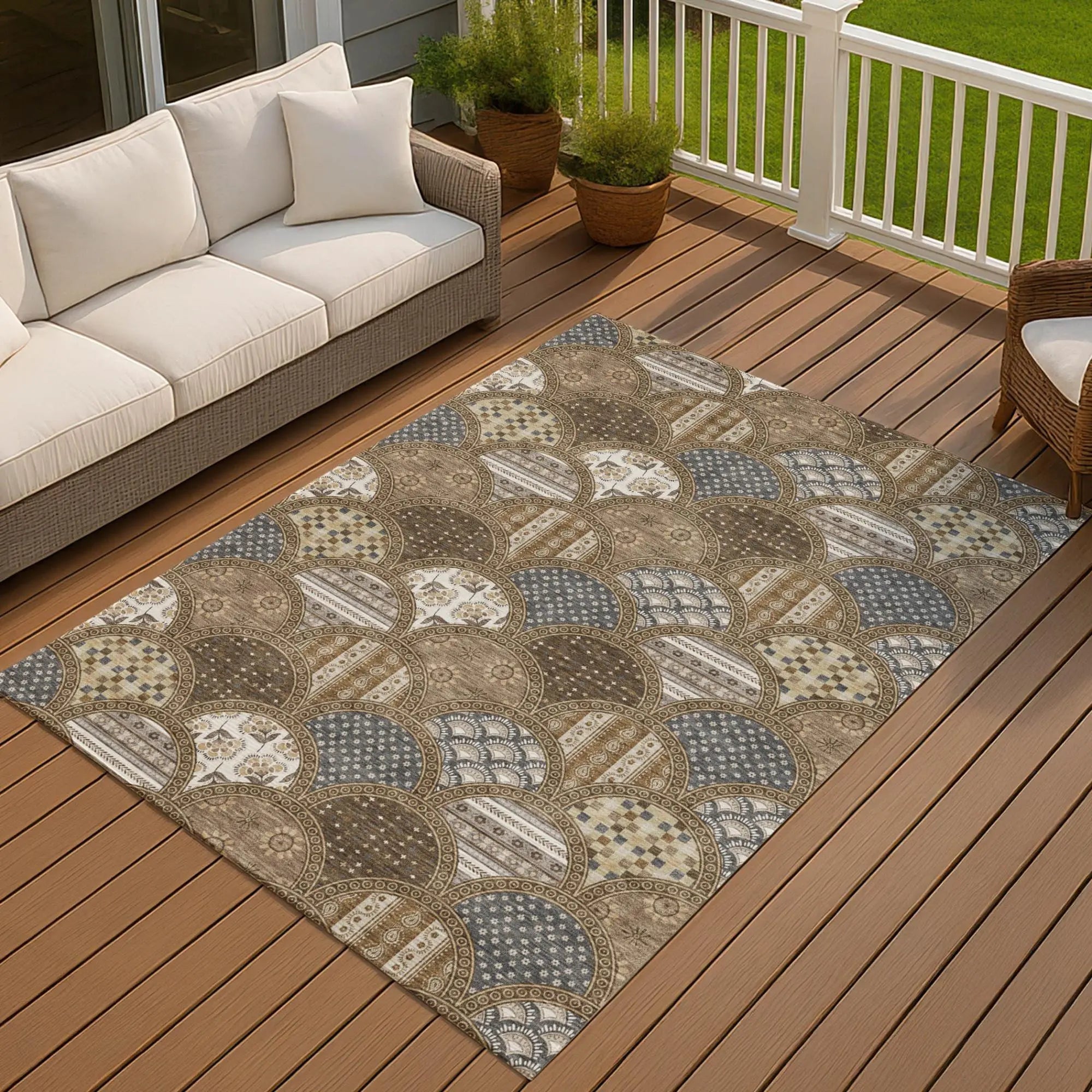 9' X 12' Chocolate And Brown Geometric Washable Indoor Outdoor Area Rug Homeroots Outdoor