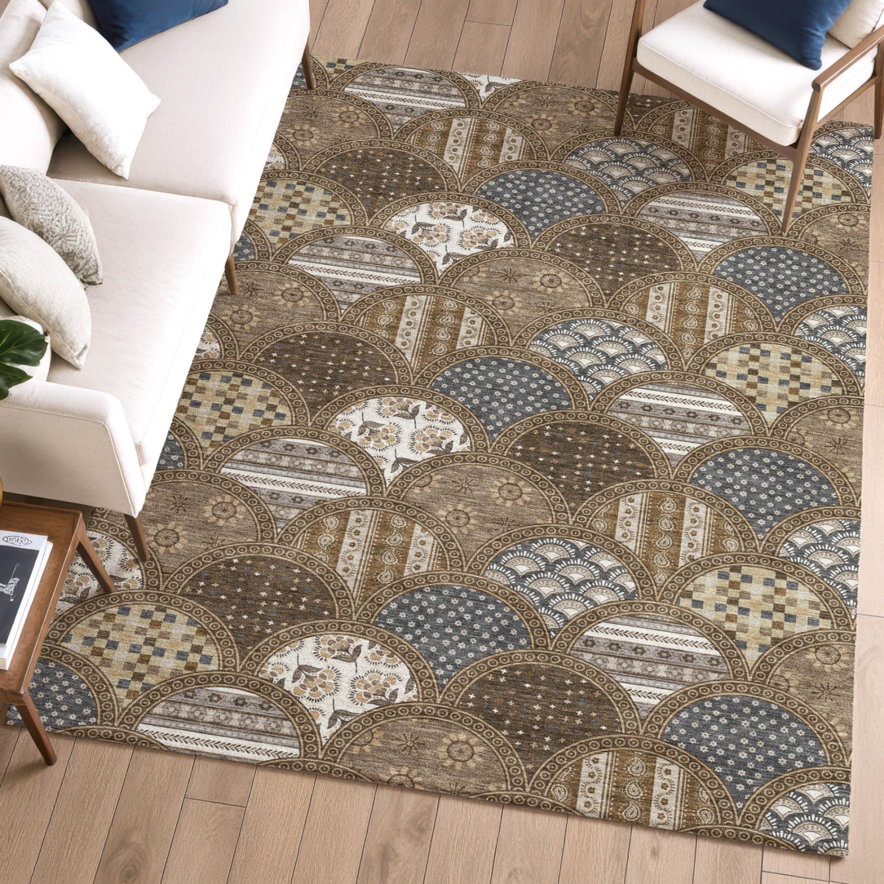 9' X 12' Chocolate And Brown Geometric Washable Indoor Outdoor Area Rug Homeroots Outdoor