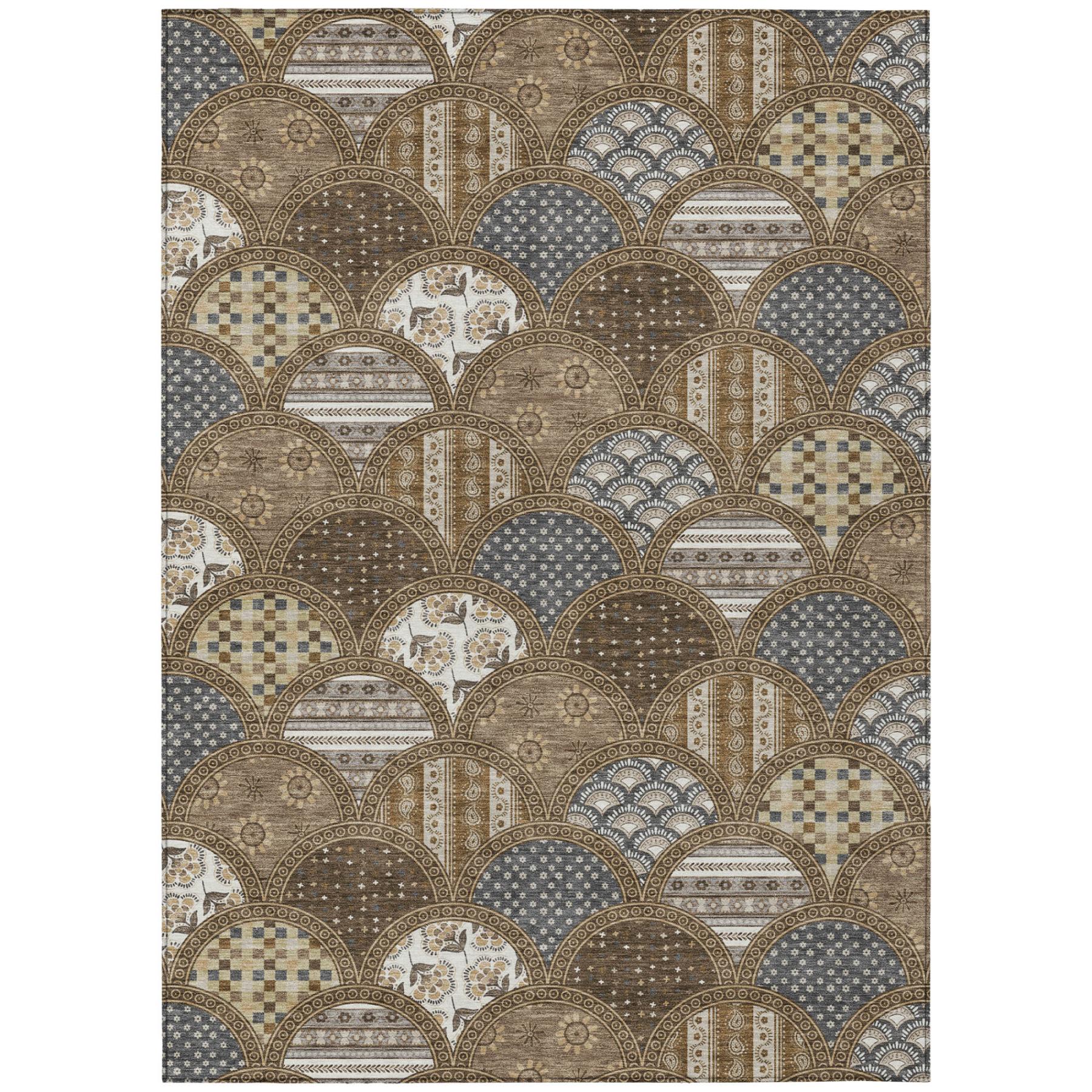 9' X 12' Chocolate And Brown Geometric Washable Indoor Outdoor Area Rug Homeroots Outdoor