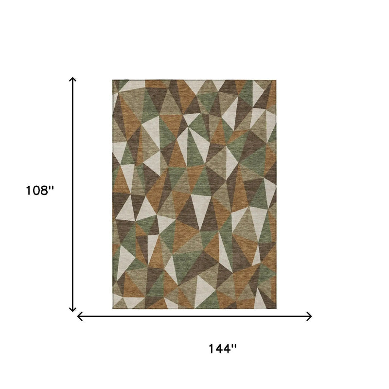 9' X 12' Chocolate And Brown Geometric Washable Indoor Outdoor Area Rug Homeroots Outdoor