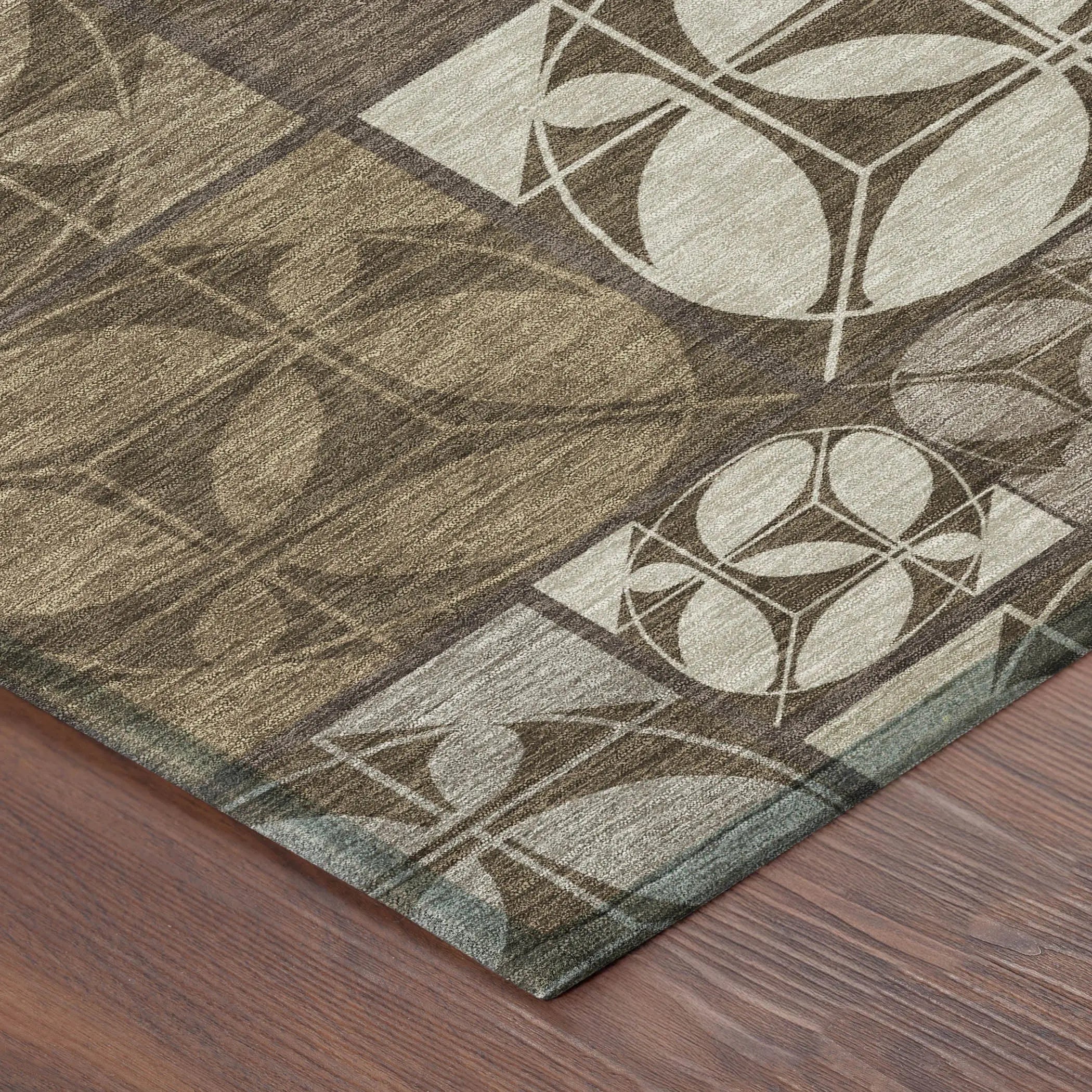 9' X 12' Chocolate And Brown Geometric Washable Indoor Outdoor Area Rug Homeroots Outdoor