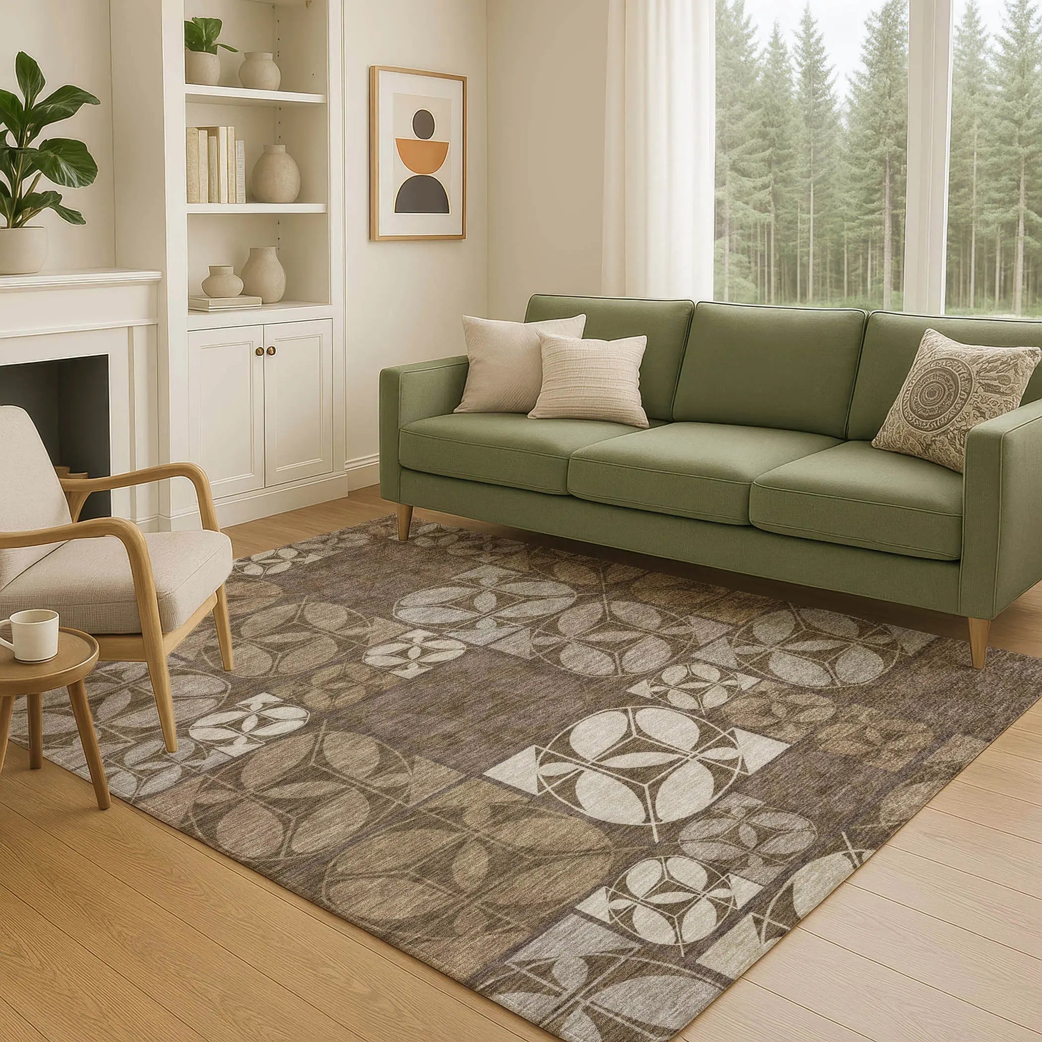 9' X 12' Chocolate And Brown Geometric Washable Indoor Outdoor Area Rug Homeroots Outdoor