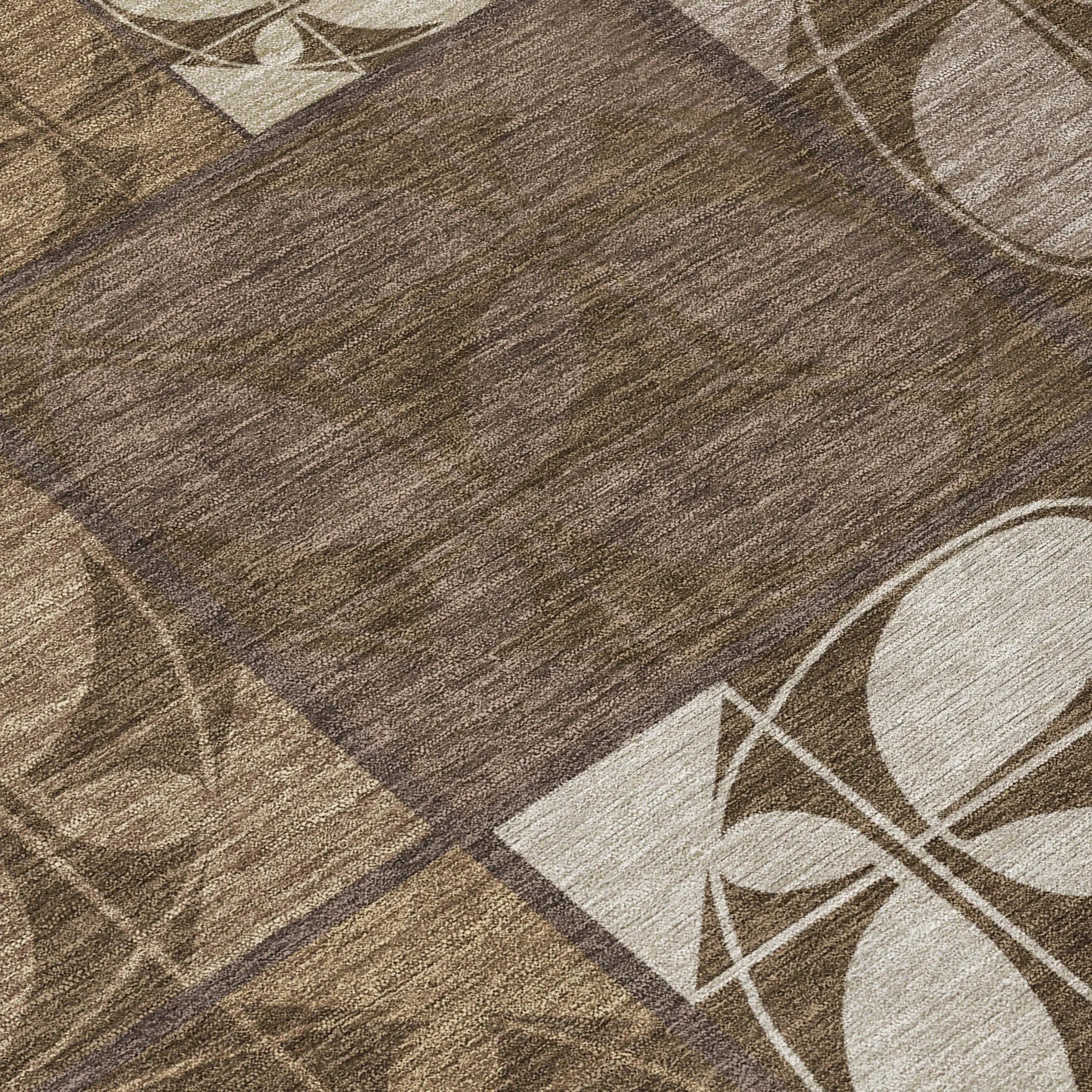 9' X 12' Chocolate And Brown Geometric Washable Indoor Outdoor Area Rug Homeroots Outdoor