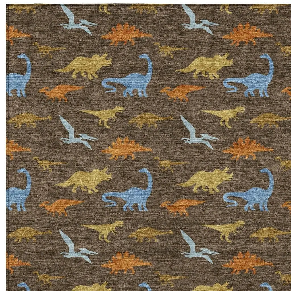 9' X 12' Chocolate And Brown Geometric Washable Indoor Outdoor Area Rug Homeroots Outdoor