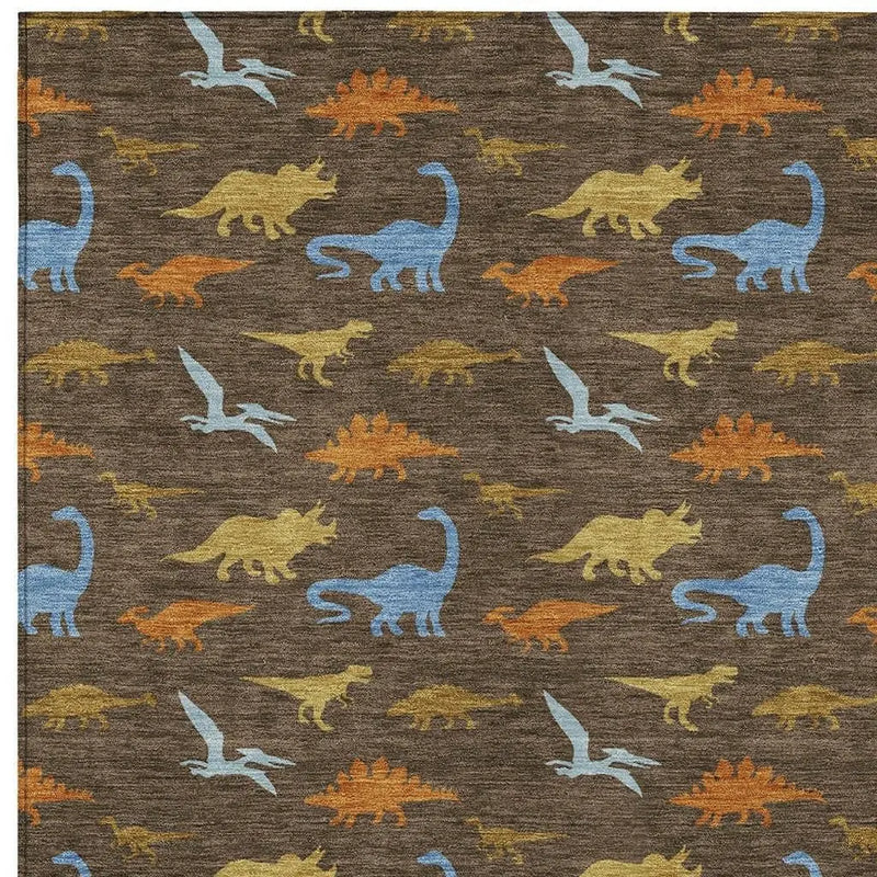 9' X 12' Chocolate And Brown Geometric Washable Indoor Outdoor Area Rug Homeroots Outdoor