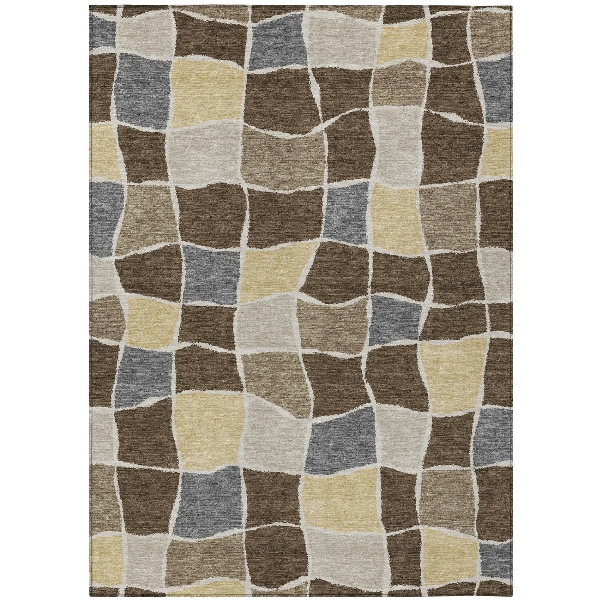 9' X 12' Chocolate And Brown Geometric Washable Indoor Outdoor Area Rug Homeroots Outdoor
