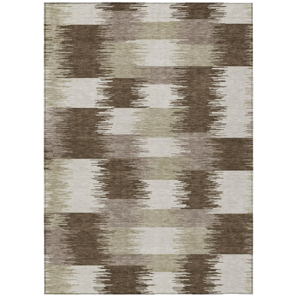 9' X 12' Chocolate And Brown Geometric Washable Indoor Outdoor Area Rug Homeroots Outdoor