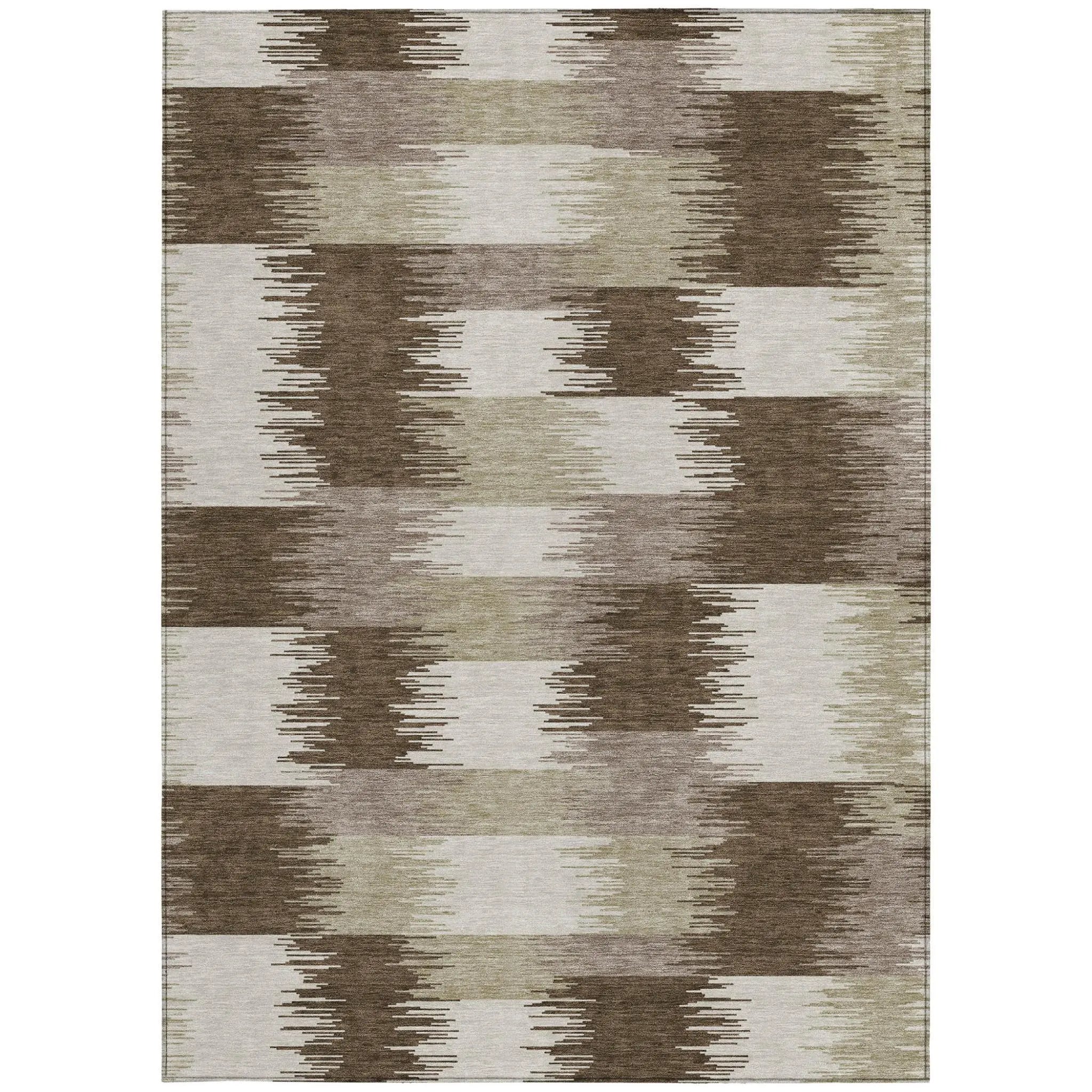 9' X 12' Chocolate And Brown Geometric Washable Indoor Outdoor Area Rug Homeroots Outdoor