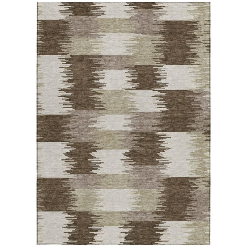 9' X 12' Chocolate And Brown Geometric Washable Indoor Outdoor Area Rug Homeroots Outdoor
